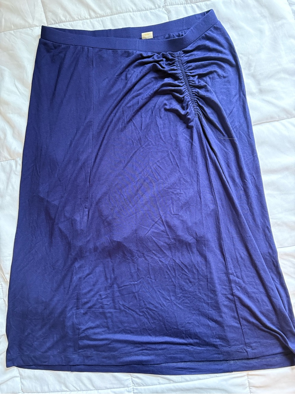 NWT Anthropologie Maeve Navy Ruched Midi Skirt M
